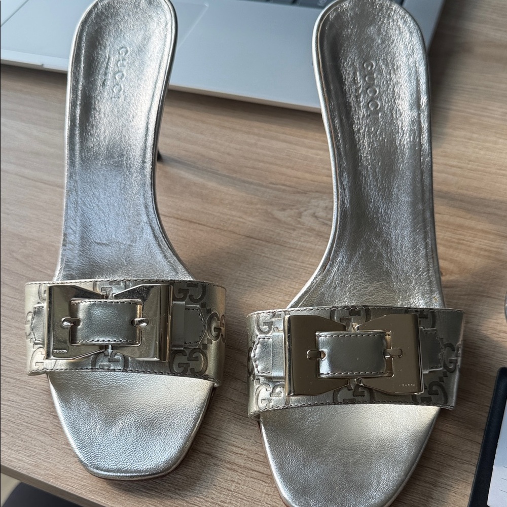 Gucci Women's Gold Slide Heels